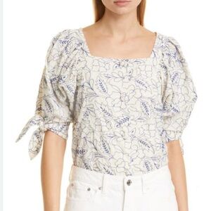Mille Evelyn Top in Capri | blue and white blouse